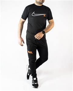 ست تیشرت شلوار مشکی نارنجی مردانه آستین کوتاه Nike مدل 1564