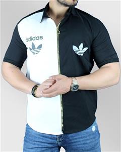 پیراهن مردانه مشکی سفید زیپ دار آدیداس مدل 1530