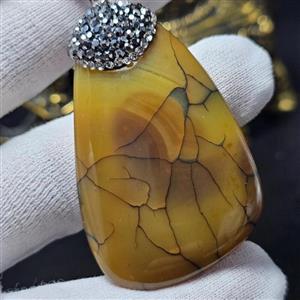 گردن آویز درشت سنگ عقیق دراگون معدنی کد 31355