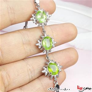 دستبند زبرجد زنانه رودیوم فاخر طرح ستاره