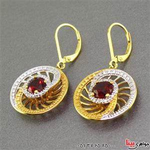 گوشواره یاقوت گارنت بسیار عالی و الماس مانی زنانه
