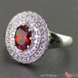 انگشتر یاقوت گارنت بسیار عالی و الماس مانی زنانه