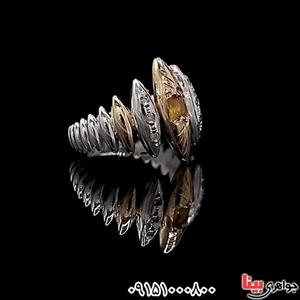 انگشتر یاقوت زرد رودیوم فاخر زنانه با مخراج الماس