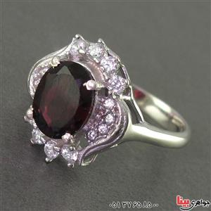 انگشتر یاقوت گارنت بسیار شفاف رودیوم زنانه