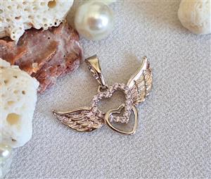 پلاک  زنانه طرح دو قلب فرشته برند ژوپینگ XUPING 