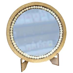 آینه مدل گرد چوبی طرح دور مهره پایه دار