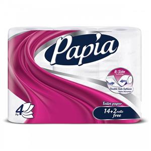 دستمال توالت پاپیا مدل B side بسته 16 عددی Papia B side Toilet Paper 16pcs