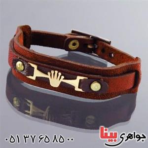 دستبند چرم و استیل طرح تاج زنانه مردانه ۱۴۳۹۹