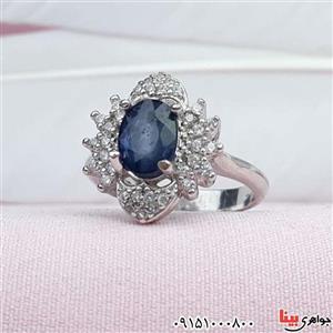 انگشتر یاقوت کبود زیبا و خاص خوشرنگ رودیوم زنانه ۳۱۴۸۱