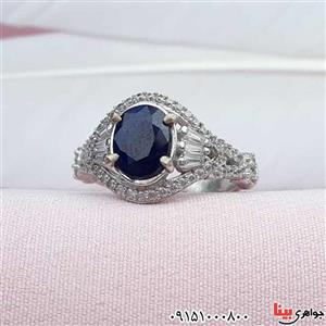 انگشتر یاقوت کبود رودیوم خاص و زیبا زنانه ۳۱۴۸۲