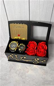 باکس هدیه ولنتاین گل و ساعت ۱۲۱