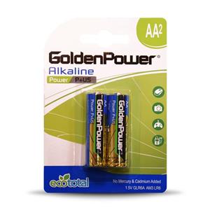 باتری قلمی گلدن پاور مدل GSLR6A Super Plus بسته 2 عددی Golden Power AA Battery Pack of 