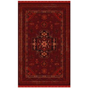 فرش ماشینی فرش ابریشمی کرامتیان\r\n طرح بلوچی کد 4119B زمینه قرمز