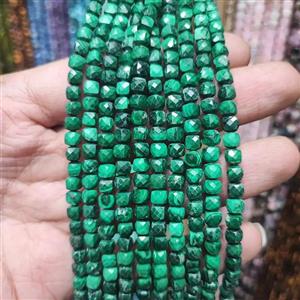 ریسه سنگ مالاکیت مکعبی سایز ۴ تراش کد13261