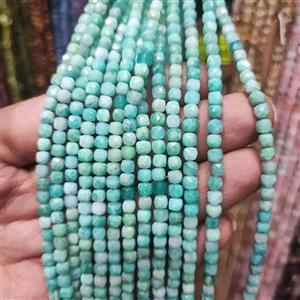 ریسه سنگ آمازونیت مکعبی سایز ۴ تراش کد13263