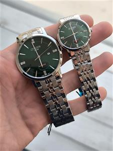 ست ساعت زنانه و مردانه مارک سیتیزن موتور ژاپن فول استیل رنگ ثابت دوقفله مخفی تقویم دار کد 2116513