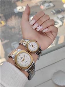 ست ساعت زنانه و مردانه مارک dk استیل با کیفیت رنگ ثابت دوتقویم قاب تراش دار دوقفله مخفی کد 2116508