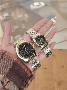 ست ساعت زنانه و مردانه الگانس رنگ ثابت تقویم دار قفل ضامن دار تک موتوره کد 2116488