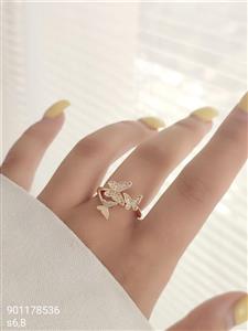انگشتر دخترانه مارک دریم طلایی طرح پروانه جدید و رنگ ثابت کد 2015971