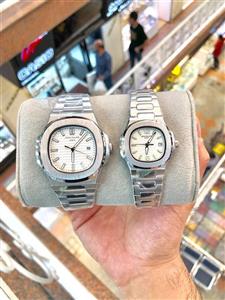 ست ساعت زنانه و مردانه پتک فیلیپ مدل ناتیلوس موتور ژاپن استیل رنگ ثابت کد 2116411