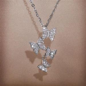 گردنبند استیل دخترانه طرح پروانه نگین دار جدید رنگ ثابت کد 1515593