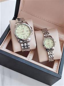 ست ساعت مردانه زنانه کاسیو قفل ضامن دار کیفیت عالی رنگ ثابت کد 2116381