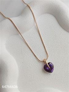 گردنبند دخترانه نگین دار بنفش طرح قلب مارک ژوپینگ رنگ ثابت ضدحساسیت همراه با زنجیر کیفیت عالی کد 1515367