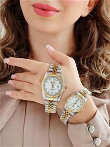 ست ساعت مردانه زنانه رولکس ROLEX ضدآب رنگ ثابت آرام گرد طرح اتوماتیک تاریخ دار دارای قفل اصلی کیفیت عالی دارای رنگبندی متنوع کد 2116323