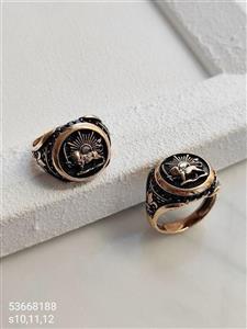 انگشتر مردانه طلا روس طرح شیر و خورشید رنگ ثابت کیفیت عالی کد 2016001 