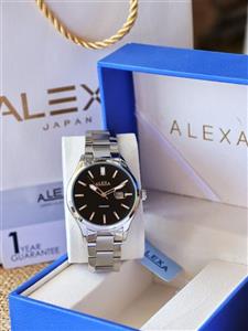 ساعت مردانه الکسا ضدآب موتور ژاپن رنگ ثابت تاریخ دار بند قفلی دارای رنگ بندی جعبه و پاکت اصلی کد 1920689