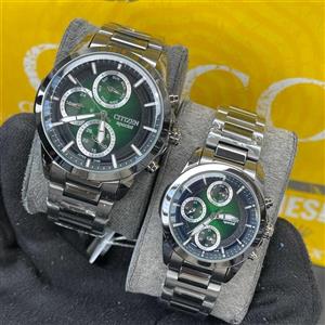 ست ساعت زنانه و مردانه سیتیزن اسپشیال موتور ژاپن کیفیت عالی سه موتور فعال جنس استیل رنگ ثابت کد 2116160