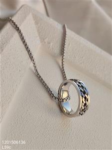 گردنبند مردانه استیل طرح حلقه نقره ای رنگ ثابت با کیفیت کد 1515482