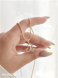 گردنبند زنانه ژوپینگ طرح قلب و پروانه نگین دار رنگ ثابت ضد حساسیت آبکاری شده با کیفیت کد 1515543