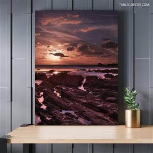 تابلو ساحل و غروب زیبا Beautiful beach and sunset