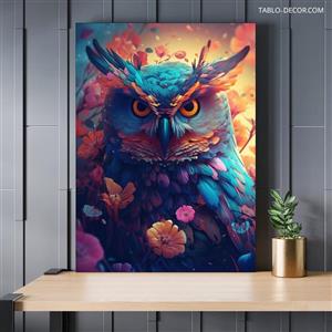 تابلو جغد رنگی colored owl