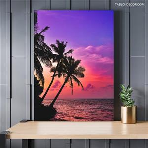 تابلو ساحل و نخل های زیبا Beautiful beach and palm trees