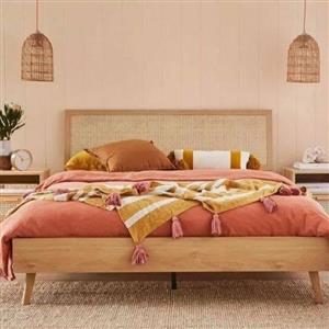 تخت خواب دو نفره چوبی مدل حصیری سایز 180*200  کد 441