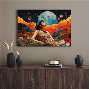 تابلو دکوراتیو دیجیتال ارت دختر تنها lonely girl