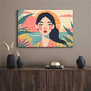 تابلو دکوراتیو دیجیتال ارت دختر آسیایی asian girl