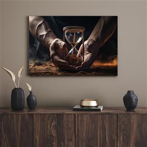 تابلو دکوراتیو ساعت شنی در دست Hourglass in hand