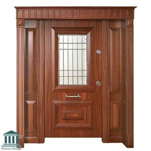 درب ضد سرقت لابی لوکس یک و نیم لنگه روکش گردو شیشه خور کد 6064