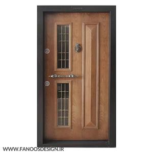درب ضد سرقت روکش راش شیشه خور کلاسیک کف 18 قفل و یراق کاله ترک رنگ پلی اورتان سایز 110*210 مدل 8010