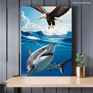 تابلو کوسه و عقاب عصبی Nervous shark and eagle