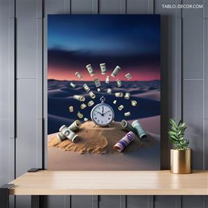 تابلو ساعت و دلار در ساحل Hours and dollars on the beach