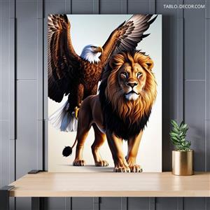 تابلو شیر و عقاب lion and eagle