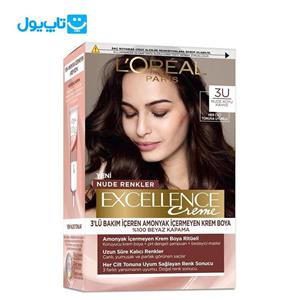 کیت رنگ مو لورآل Loreal مدل Excellence Cool Creme کد 3U قهوه ای تیره سرد