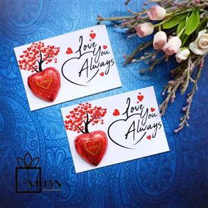 گیفت ولنتاین شکلات قلبی نصب شده بر روی کارت تبریک کد val212
