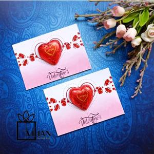 گیفت ولنتاین شکلات قلبی نصب شده بر روی کارت کد val218