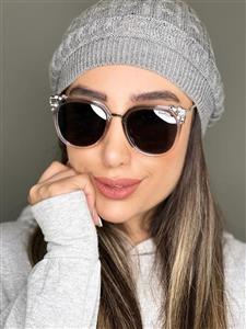 عینک افتابی زنانه رونیا سه گوش 3 نگین دار طوسی