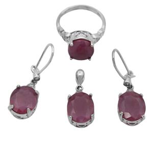 نیم ست یاقوت سرخ الماس تراش نقره زنانه طرح شوکا